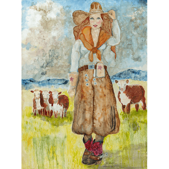 Howdy - Cowgirl Attitude Oil Painting