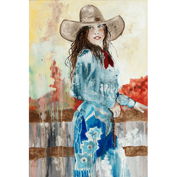 State Fair Queen 1952 - Cowgirl Attitude Oil Painting