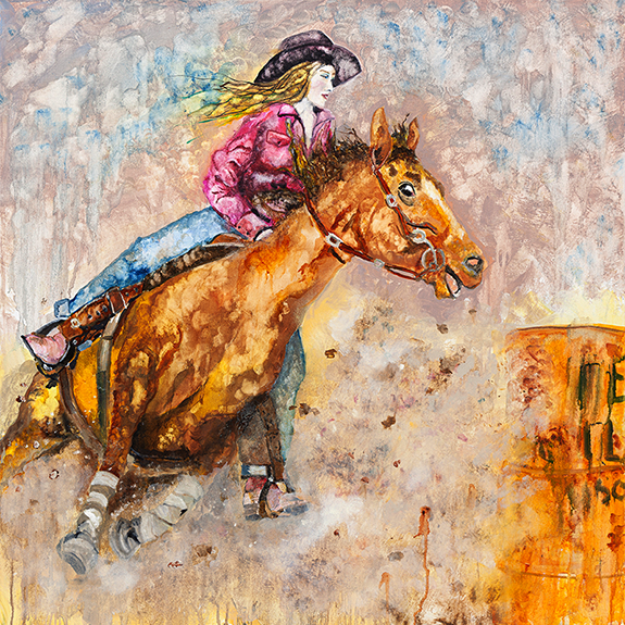 Heading for Home - Cowgirl Attitude Oil Painting
