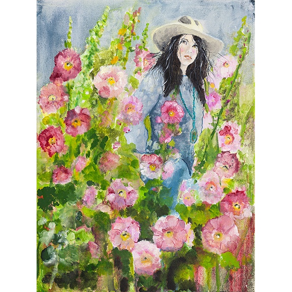 Innocense Among the Flowers - Cowgirl Attitude Oil Painting