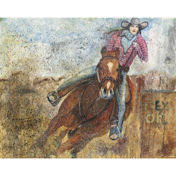 Practice Makes Perfect - Cowgirl Attitude Oil Painting