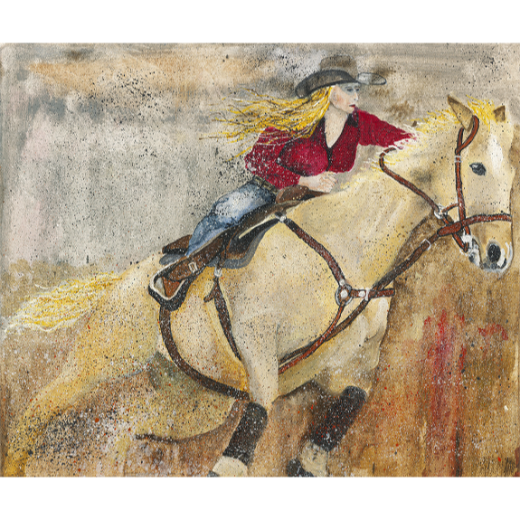 Ranch Race - Cowgirl Attitude Oil Painting