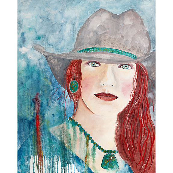 Turquoise - Cowgirl Attitude Oil Painting