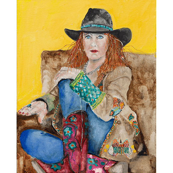 Waiting to go on Stage - Cowgirl Attitude Oil Painting